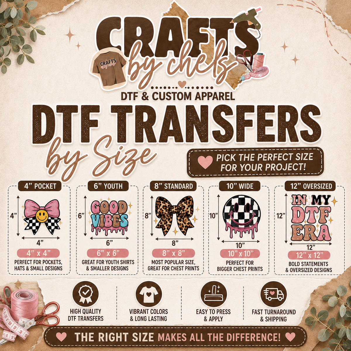 Custom DTF Transfer by Size